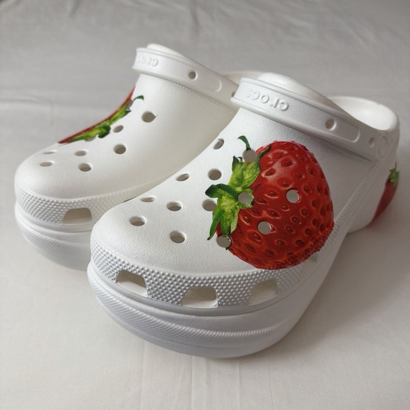 Crocs Bae Fresh Fruits Strawberries Platform White Clogs Wm's NWT DISC womens 11 - Picture 14 of 16